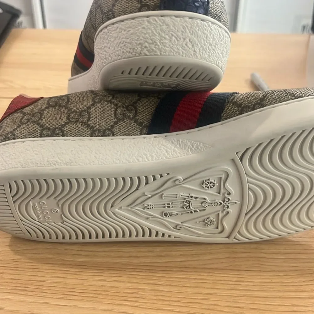 Gucci Men's Monogram Low Top Leather Trim Sneakers size 41.5 Nordstroms